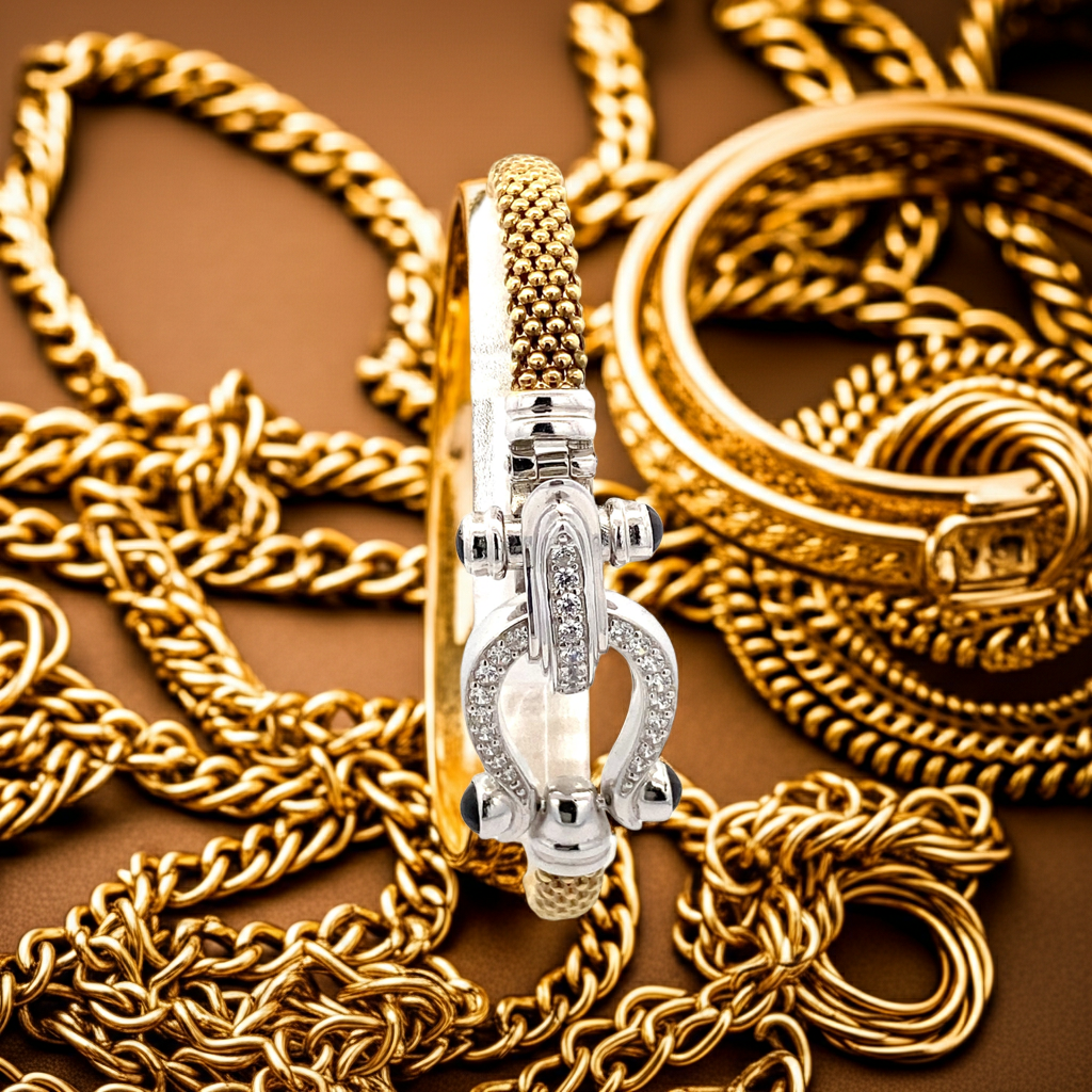 Ralf Scharrer meets Vinczenza!  925 Silber, rhodinierter oder gelbvergoldeter aussergewöhnlicher Armreif