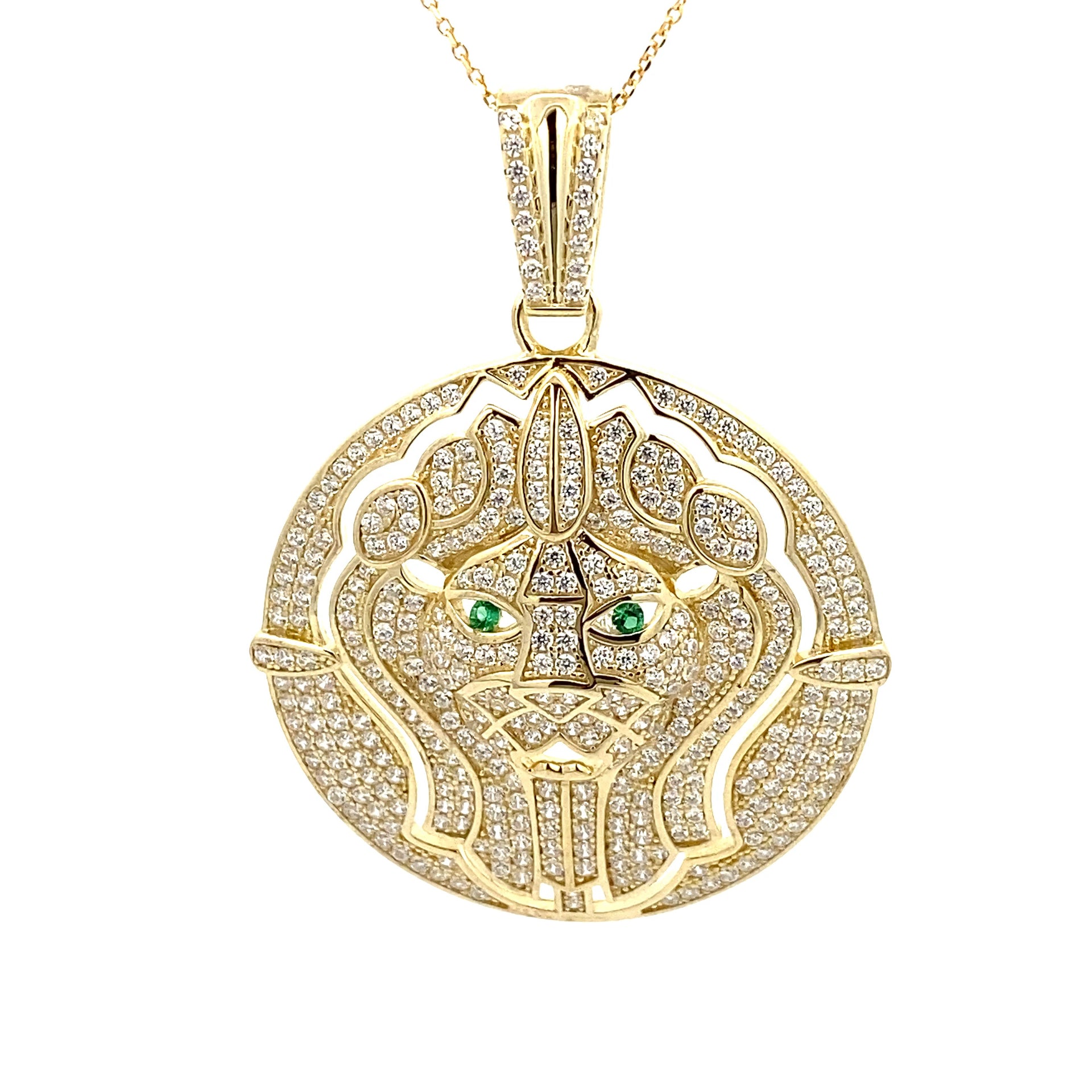 Ralf Scharrer meets Vinczenza!   individueller  925 Silber gelbvergoldet oder rhodiniert, Zirkonia- Anhänger mit Anklerkette Design "Löwe"