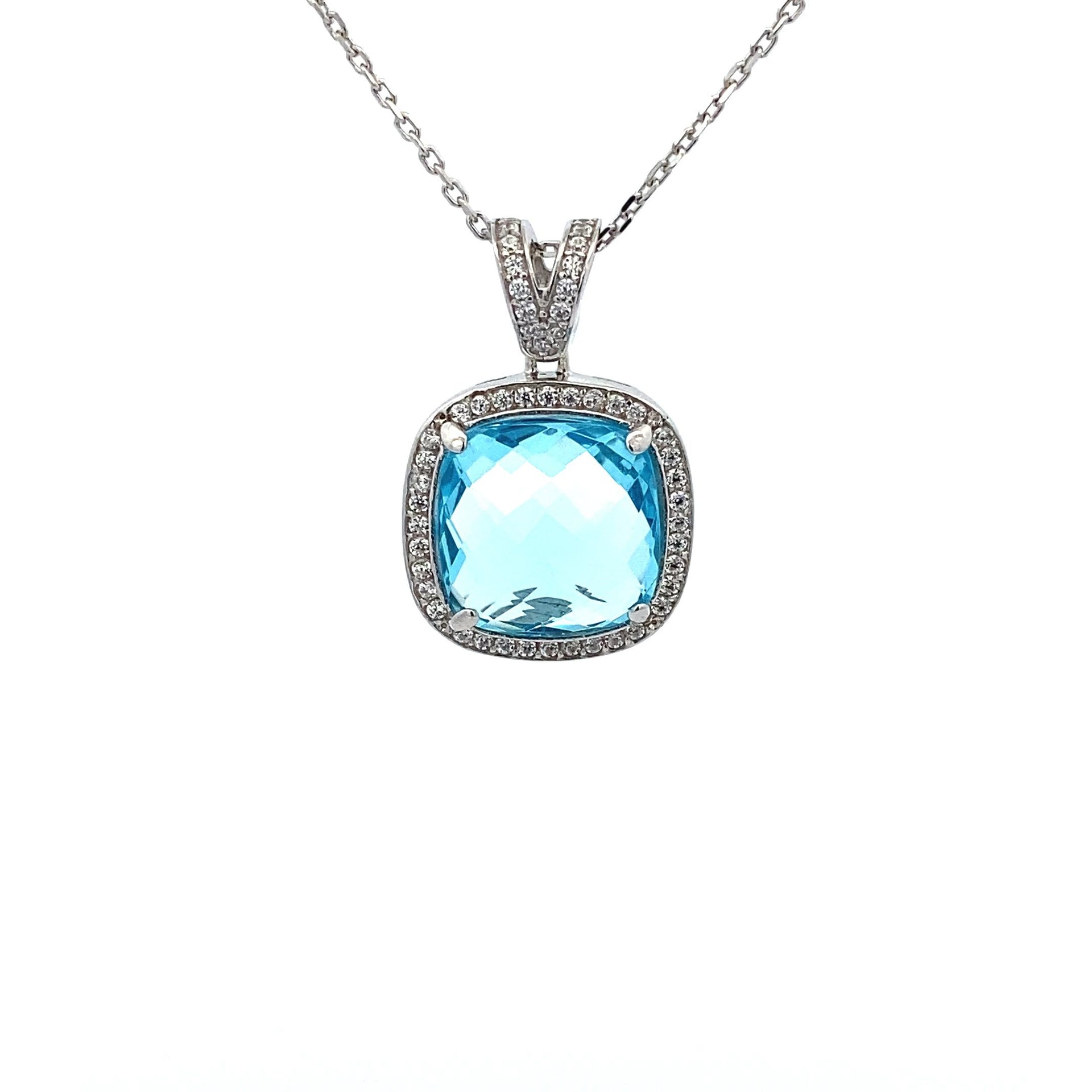 Ralf Scharrer meets Vinczena!   exklusiver Anhänger/ Ankerkette mit hellblauem Zirkonia-Stein 925 Silber rhodiniert oder gelbvergoldet