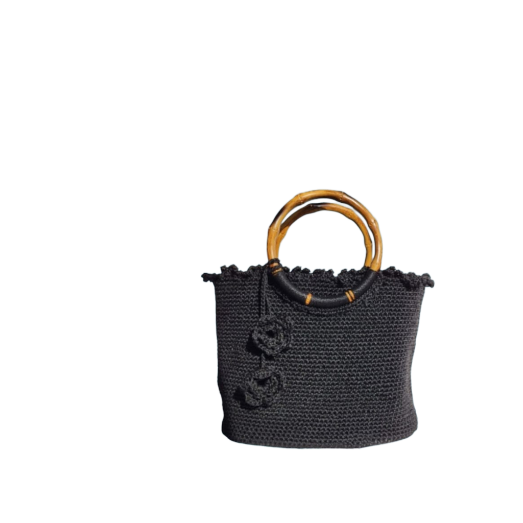 Ralf Scharrer meets Cemile Tiryaki - Unikat "Nadja- Handbag" gehäkelt, Farbe Schwarz