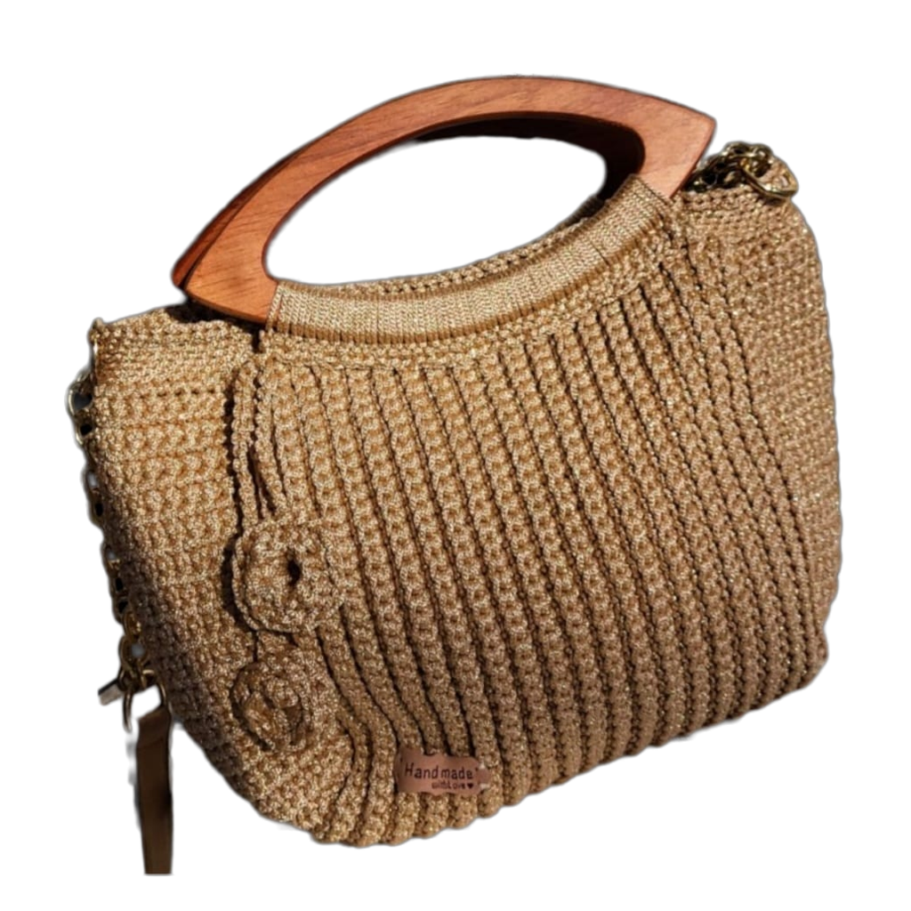 Ralf Scharrer meets Cemile Tiryaki - Unikat "Jolina- Handbag" gehäkelt, Farbe Champagner