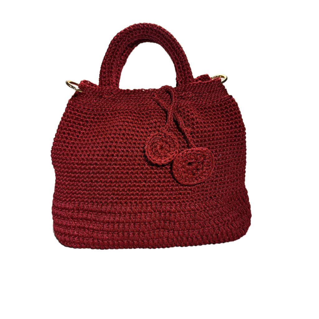 Ralf Scharrer meets Cemile Tiryaki - Unikat "Anett- Handbag" gehäkelt, Farbe Weinrot