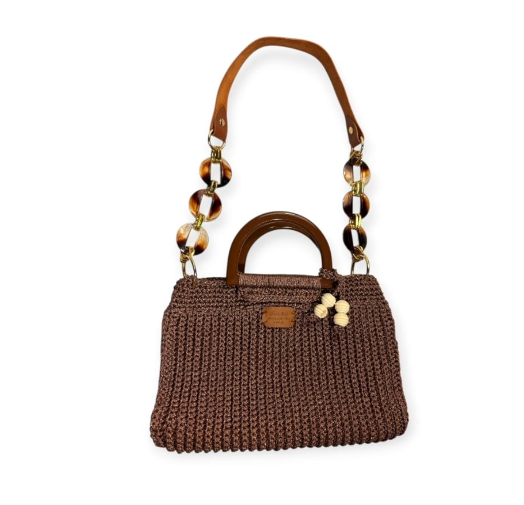 Ralf Scharrer meets Cemile Tiryaki - Unikat "Gloria- Handbag" gehäkelt, Farbe Braun