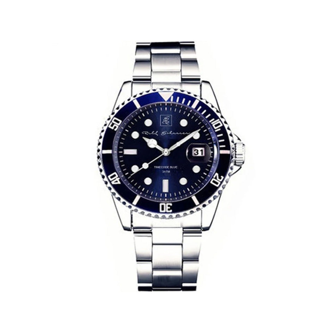 Herren Uhr Edelstahl mit blauem Ziffernblatt "timecode blue" 40 mm