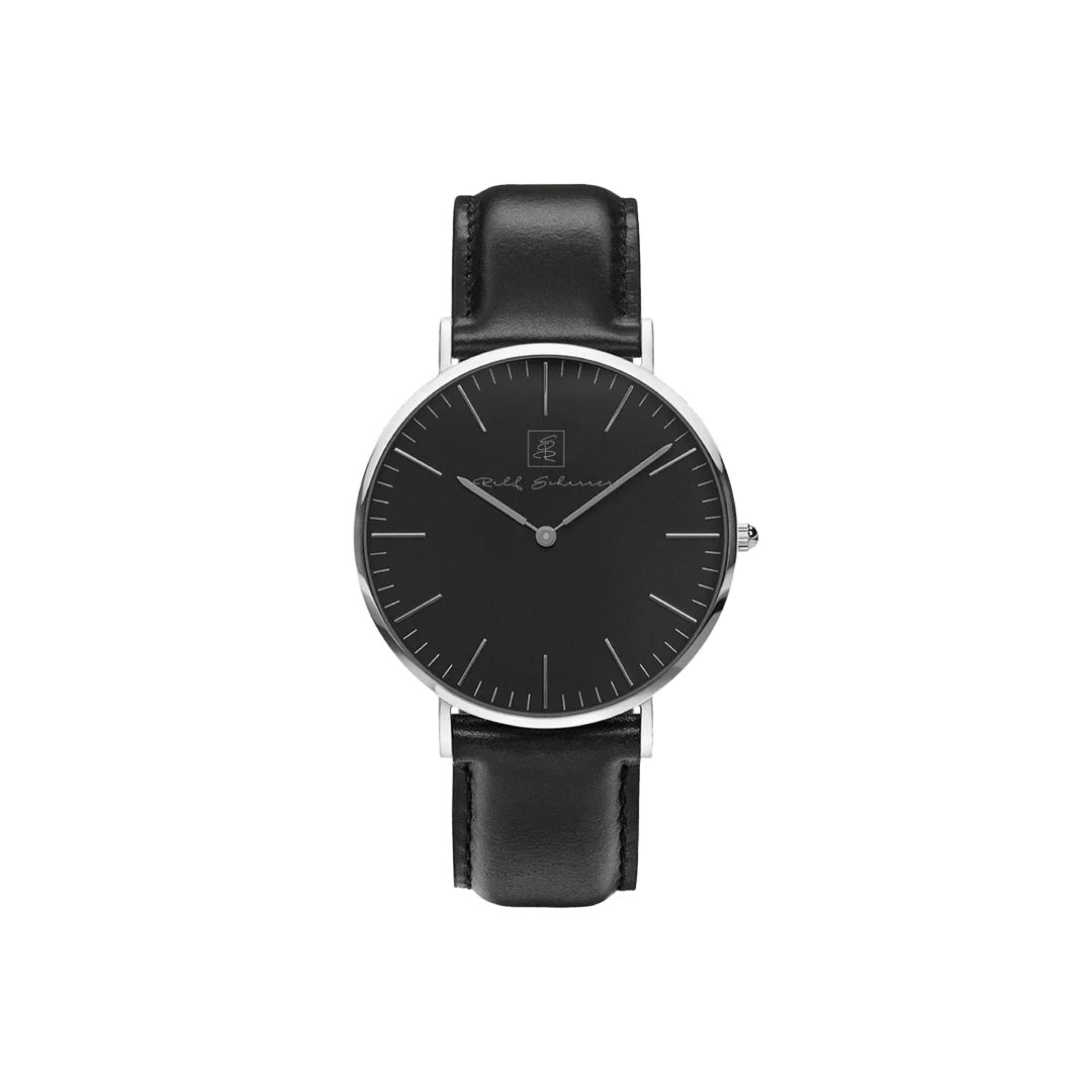 Herren Uhr schwarz Leder “Marcus” 38 mm