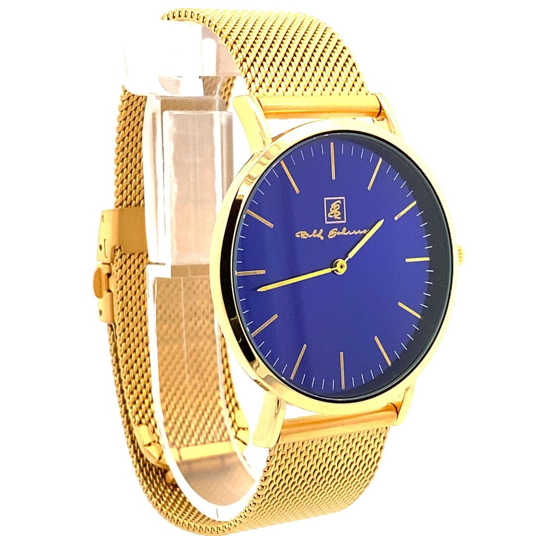 Unisex - Uhr Milanese gold mit blauem Ziffernblatt “Rostock”