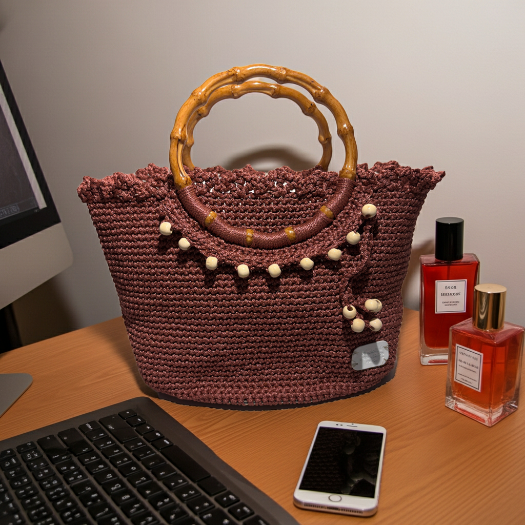 Ralf Scharrer meets Cemile Tiryaki - Handmade Unikat "Celine- Handbag" gehäkelt, Rostrot